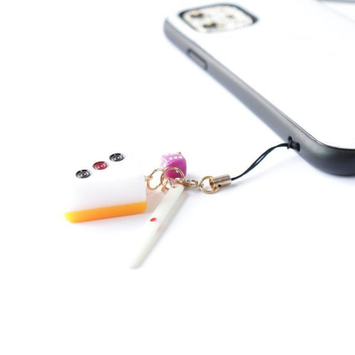 麻雀牌ストラップ ミニ点棒 サイコロ ランダムカラー 個性派デザイン