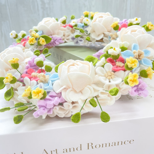 春のフェルトフラワーリース リース heartthrob_flowers 通販
