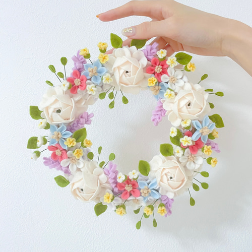 商品名【春瑠】ゆきこ♥ストロベリーとベリーのフラワーリース 春リース ドライフラワーリース 北海道の春 なごり雪（セール価格）