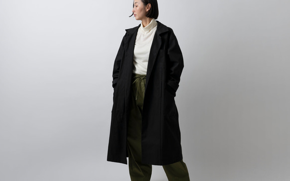 【再入荷】木間服装製作 / coat 帆布 ブラック / unisex 1size 2枚目の画像