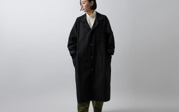 【再入荷】木間服装製作 / coat 帆布 ブラック / unisex 1size 1枚目の画像