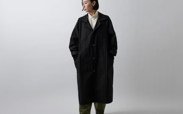 未使用✨a.　ホボニチ　コットン　アトリエコート　ブラック　M 30%OFF＞*A VONTADE（アボンタージ）Atelier Overcoat with Belt
