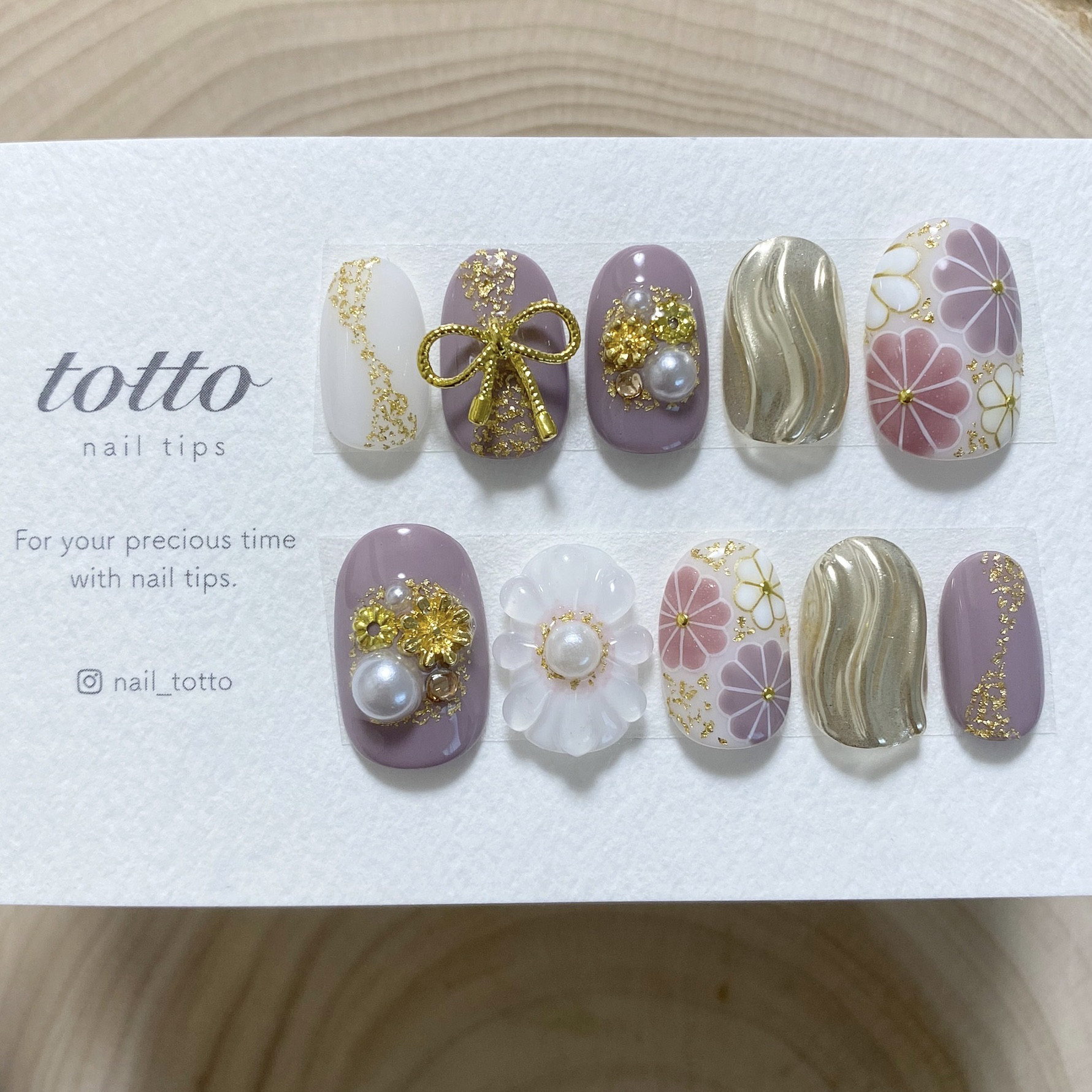 成人式ネイル/紫/リボン/振袖ネイル/和柄/着物ネイル/白無垢/和装  