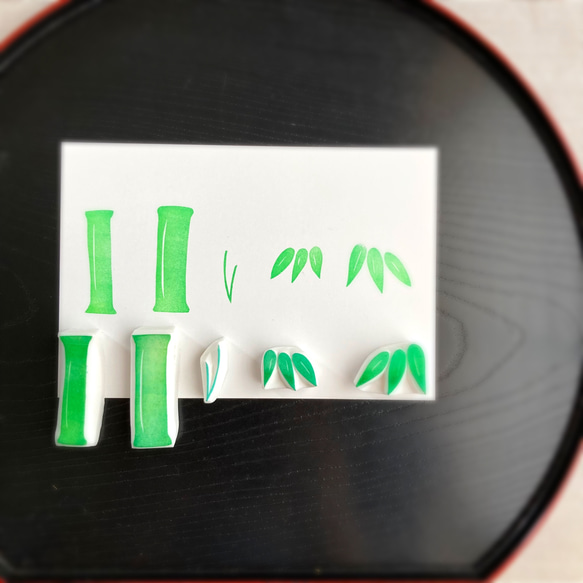 笹竹（七夕）の節句に水墨画のような竹のはんこセット（７月の消しゴムはんこ） 3枚目の画像