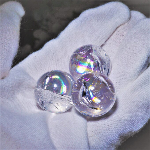 高透明 アイリスクォーツ（水晶）スフィア 約22mm 1個 穴なし