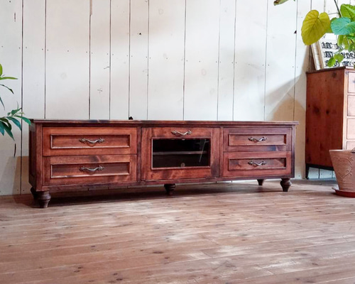 木製テレビボード ヴィンテージ輸入家具キャビ ネット レトロ アンティーク送料込 テレビボード マホガニー 180cm ローキャビネット テレビ台 – 輸入家具