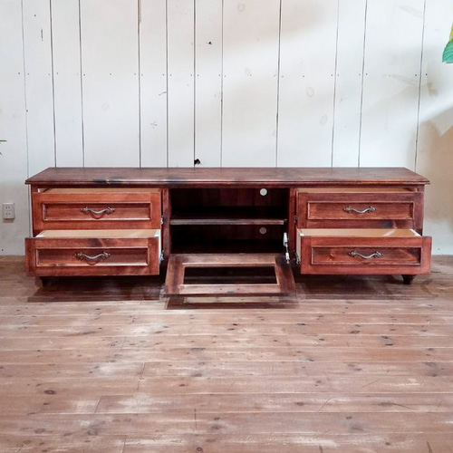 おしゃれ かわいい フランスアンティークテレビボード（ブラウン