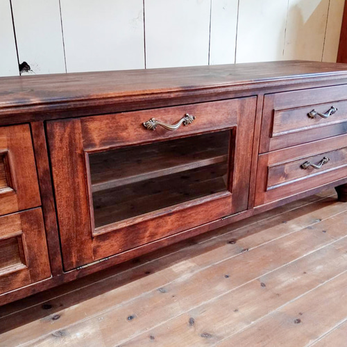 おしゃれ かわいい フランスアンティークテレビボード（ブラウン