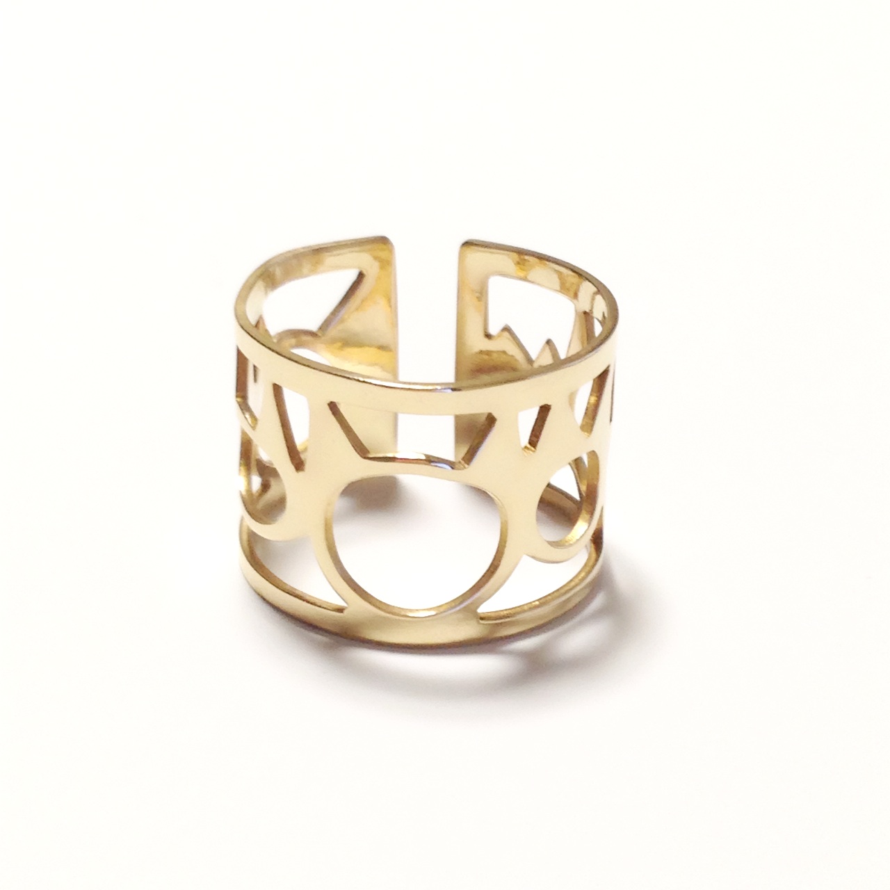 【7日以内に発送】リング／ゴールドカラー 猫盛りデザイン ※10号