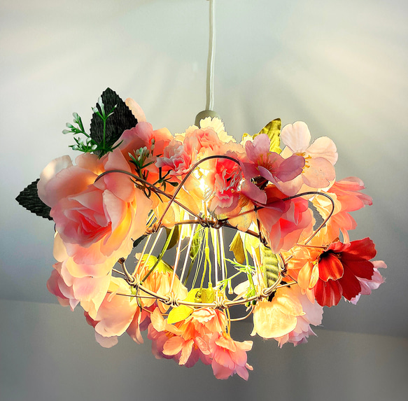 ローズプリント　花柄　ペンダントライト　ランプ　天井照明　シーリングライト　薔薇 ローズプリント花柄ペンダントライトランプ天井照明シーリング