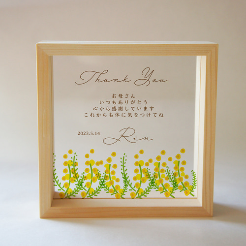 花便り 木製フォトフレーム 15×15cm メッセージを印刷 記念日 母の日