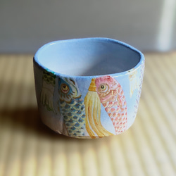 楽焼茶碗「雪のクリスマス」 抹茶碗 茶道具 手描き クリスマスツリー