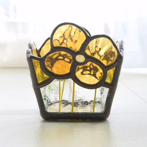 ステンドグラスパネル　菜の花と少女 ステンドグラスパネル 菜の花と少女 花のパネル ステンドグラス