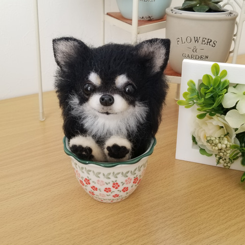 受注制作》うちの子オーダー 羊毛フェルトわんこ ミニカップ入り 羊毛