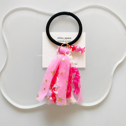 No.25リボンヘアゴム☆ハンドメイド☆ホワイトウールエッジ☆ブラック系 No.25リボンヘアゴム☆ハンドメイド☆ホワイトウールエッジ