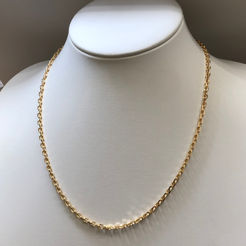 K18 3.5mm幅カットあずきネックレス 50センチ 新品 ネックレス