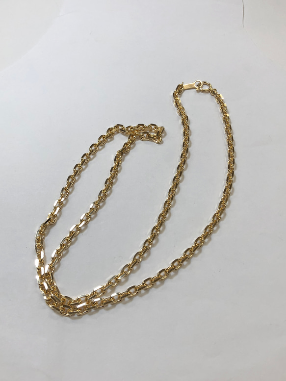 【50％OFF】 K18 3.5mm幅カットあずきネックレス 50センチ 新品 ネックレス ゴールド
