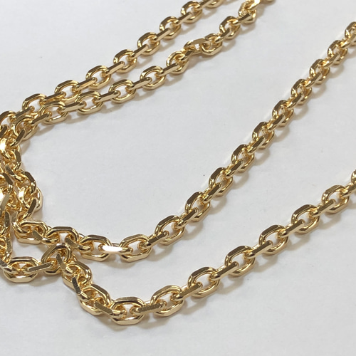 贅沢屋の 3.5mm幅カットあずきネックレス K18 50センチ ネックレス 新品 ゴールド
