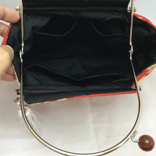 パカパカがま口バッグ 帯リメイク 2WAYバッグ ショルダーバッグ