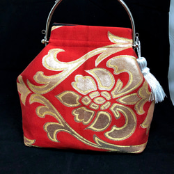 パカパカがま口バッグ 帯リメイク 2WAYバッグ ショルダーバッグ 壽榮