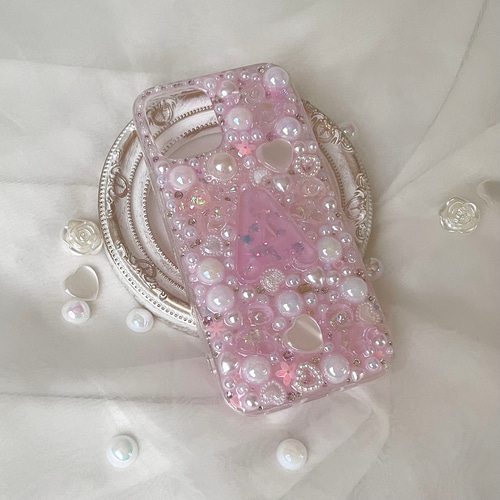 イニシャル&名入れ♡リボン✨水色 パール ツリー⭐︎キラキラ iPhoneケース 314-1-rs.jpg