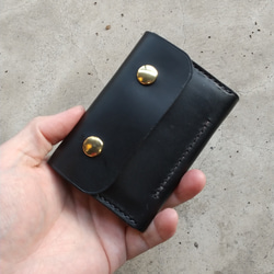 【ハンドメイド】ヌメ革手染めアンティークブラウンのカード6枚+α収納マネークリッ ヌメ革手染めグリーン×ブラウンのカード6枚収納+αのマネークリップ