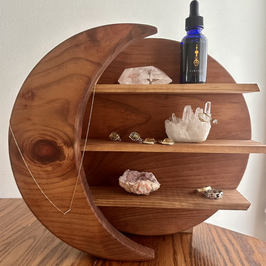 三日月型　飾り棚 Amazon｜木製三日月型陳列棚 - 月の形の壁に浮かぶ木製の棚 | 耐