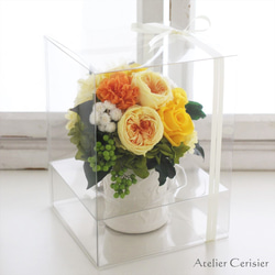 プリザーブドフラワー＜アンソロジー Mサイズ＞ イエロー バラ【お祝い】傘寿 米寿 5枚目の画像