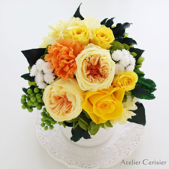 プリザーブドフラワー＜アンソロジー Mサイズ＞ イエロー バラ【お祝い】傘寿 米寿 4枚目の画像