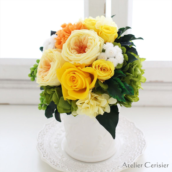 プリザーブドフラワー＜アンソロジー Mサイズ＞ イエロー バラ【お祝い】傘寿 米寿 3枚目の画像