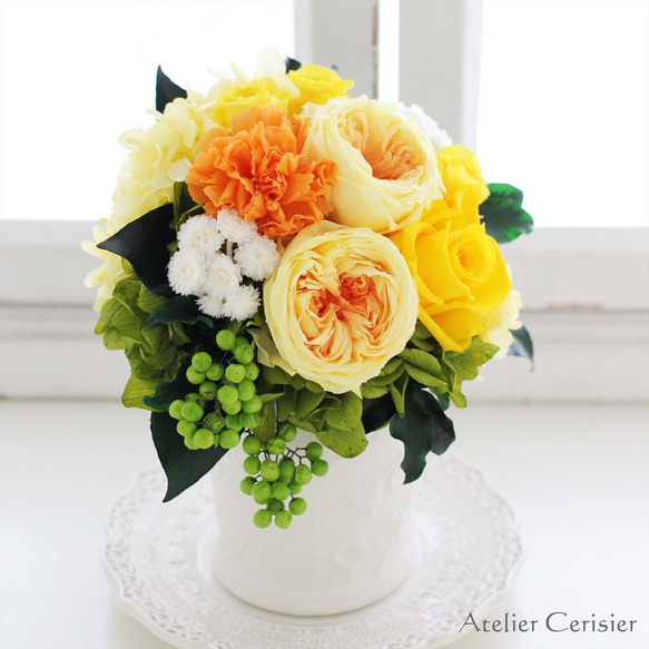 プリザーブドフラワー＜アンソロジー Mサイズ＞ イエロー バラ【お祝い】傘寿 米寿 2枚目の画像