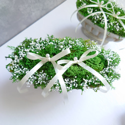 苔moss＆かすみ草babybreath のリングピロー【Ｌsize】陶器・Box入り 7枚目の画像