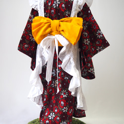 【刺繍】袖の長い着物の味方！！可愛いくて便利なエプロンドレス★ソデストッパー付き★ふりふりエプロン／被布／キッズ／子供 7枚目の画像