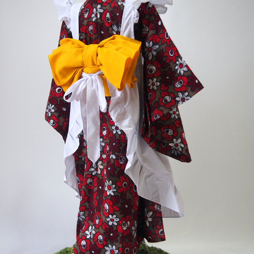 着物風 和服 被布エプロン 編み出し 80サイズ 着物風 和服 被布エプロン 編み出し 80サイズ