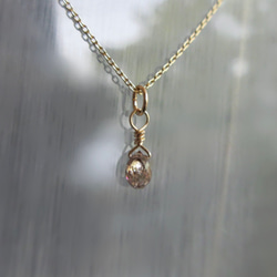 K10・K18【4月の誕生石】上質3mmシャンパンカラー「天然ダイヤモンド」ネックレス 2枚目の画像