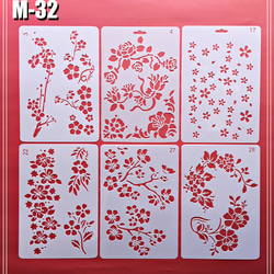 M-32】 B5 ステンシルシート 花 バラ 植物 6枚 セット 編み図