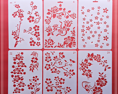 ステンシルシート　藤真様 M-32】 B5 ステンシルシート 花 バラ 植物 6枚 セット 編み図