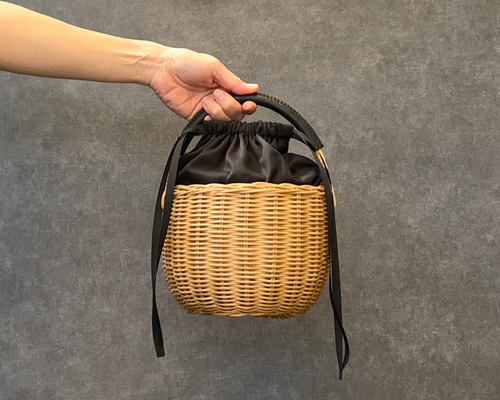 未使用品　RitO　どんぐりかごバッグ　ラタン×レザー　手編み　ハンドメイド作家 私の籠・petit かごバッグ RitO 通販 15724542｜Creema(クリーマ)