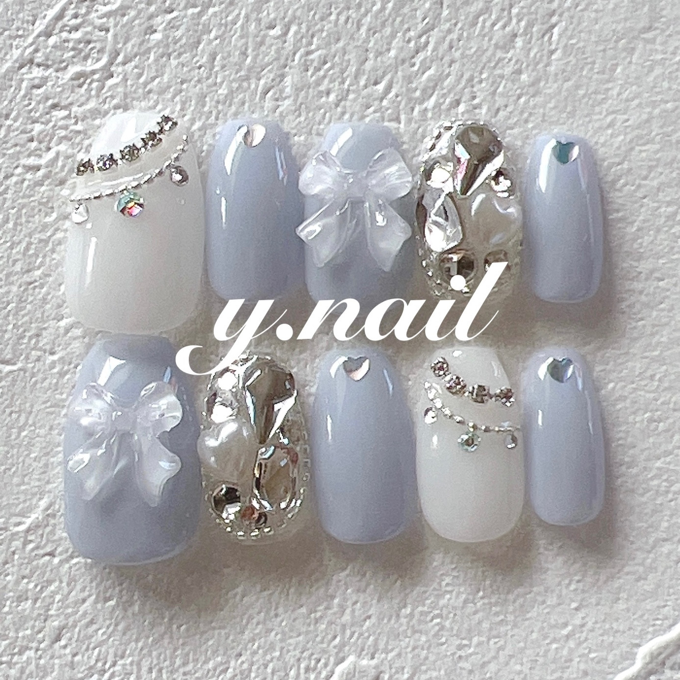 リボンネイル/埋め尽くしネイル/ガーリーネイル/韓国ネイル/ワンホン  