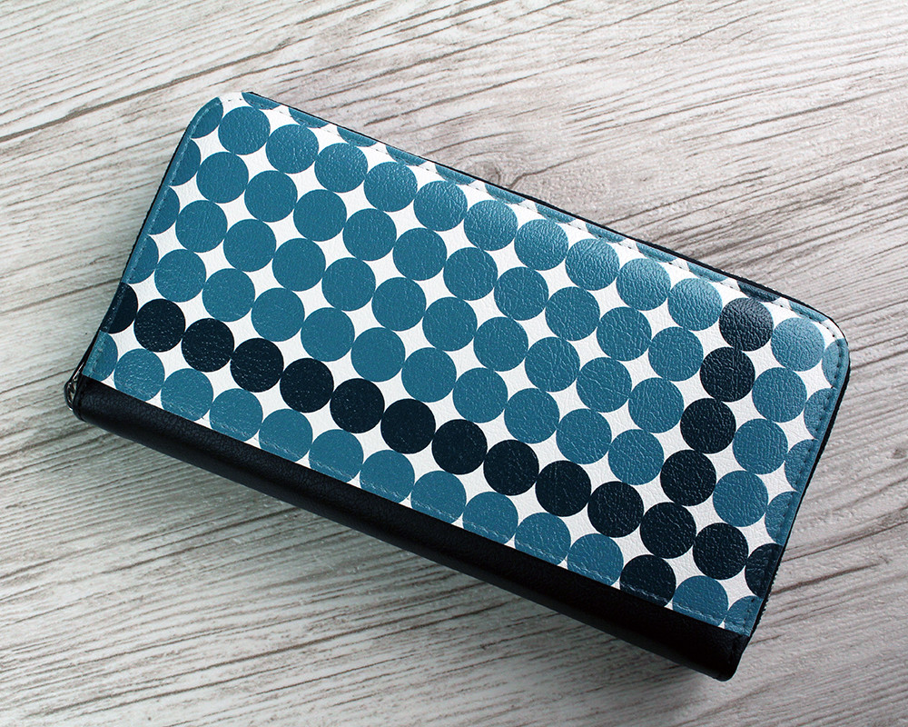 ドット柄（ブルーグレー）長財布　〜送料無料〜