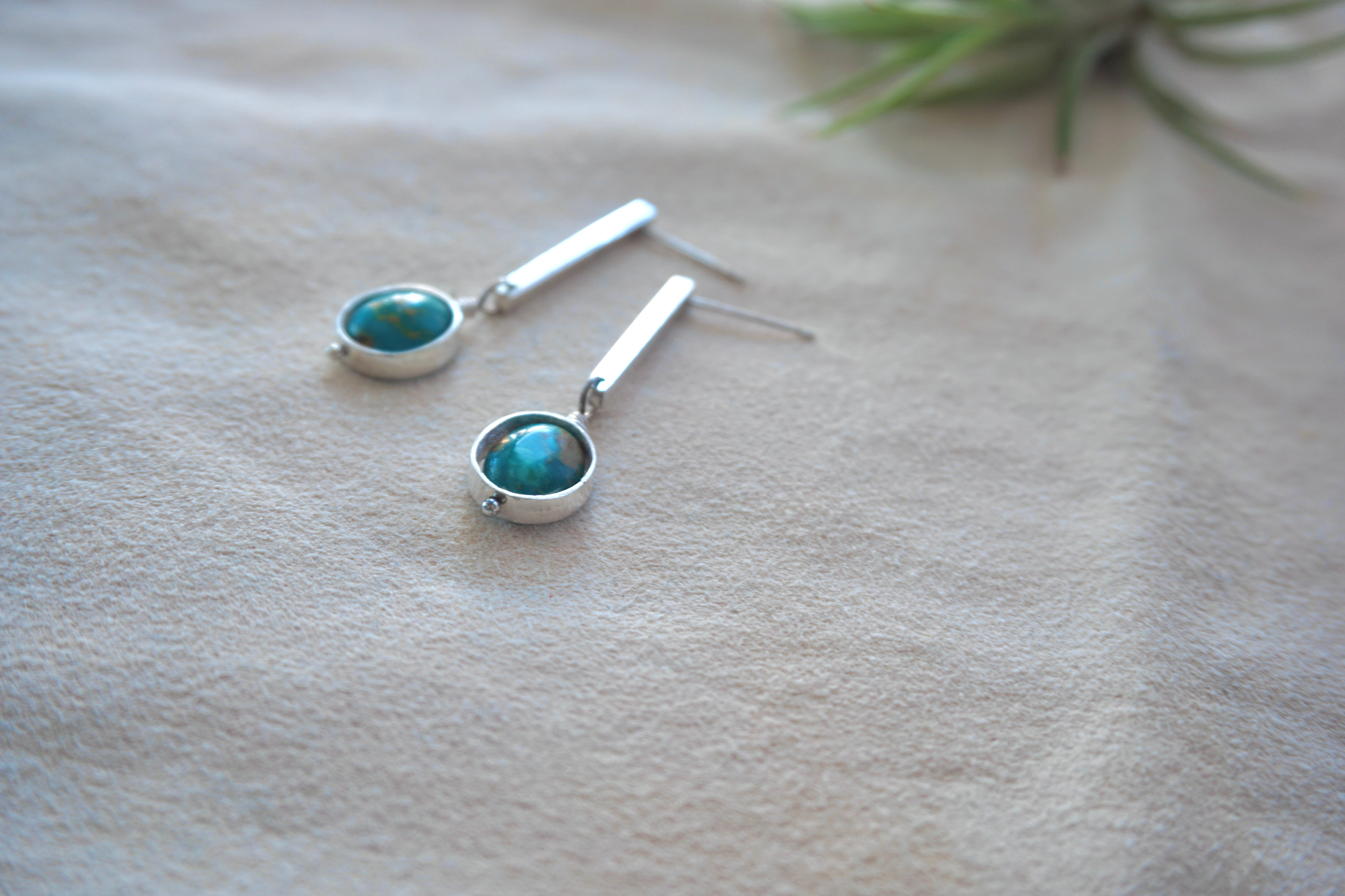 1点物◆Framed Turquoise Dangle◆ターコイズとsilver925のピアス