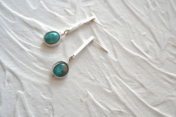 1点物◆Framed Turquoise Dangle◆ターコイズとsilver925のピアス 4枚目の画像