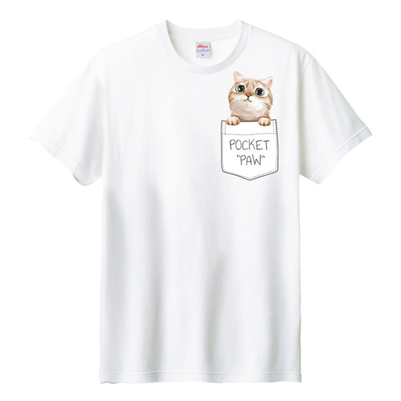 Tシャツ 猫 ポケット おしゃれ 可愛い おもしろ ねこ ティシャツ 2枚目の画像