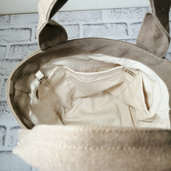モカの11号帆布のバケツ型トートバッグ 3枚目の画像