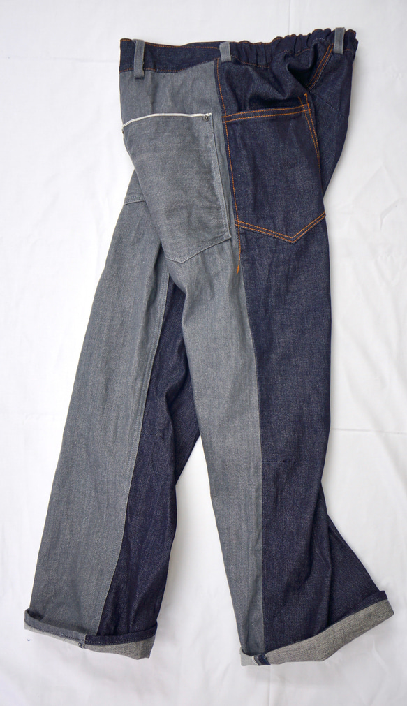 ストレートシルエットNo.301　 2tone jeans グレー×インディゴver 1枚目の画像