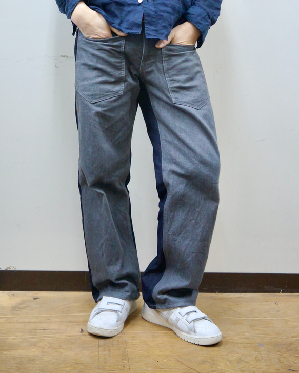 ストレートシルエットNo.301　 2tone jeans グレー×インディゴver 3枚目の画像