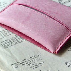 イタリア革のポケットティッシュケース／ベビーピンク 3枚目の画像