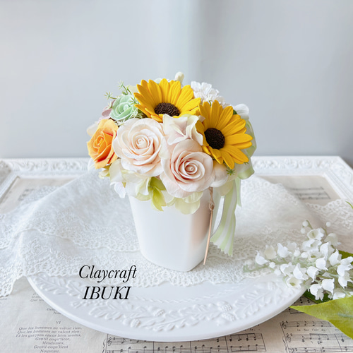 専用 春のお花のアレンジメント クレイフラワー 🪴春の寄植え🪴 パンフラワー クレイフラワー フラワー