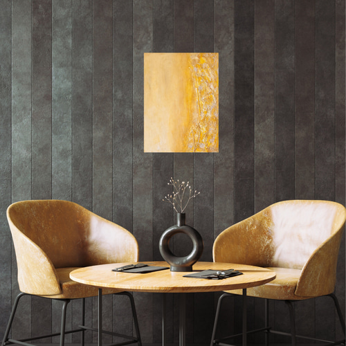 Garden 抽象画 (F6)/北欧/モダン/黄色/イエロー/ゴールド/金