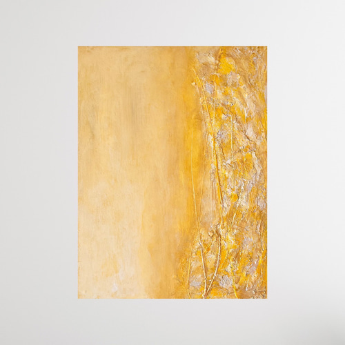 Garden 抽象画 (F6)/北欧/モダン/黄色/イエロー/ゴールド/金